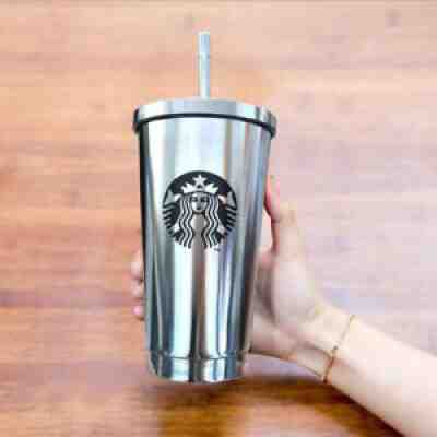 Starbucks 17 oz. Stainless Steel Silver Siren Cold Cup Tumbler with Straw + Lid - Sold on eBay Feb 09, 2022 for $66.99