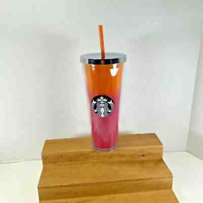 RARE 2014 Starbucks Venti Creamsicle Orange & Pink Tumbler 24oz w LId/Straw - Sold on eBay Dec 11, 2021 for $66.98