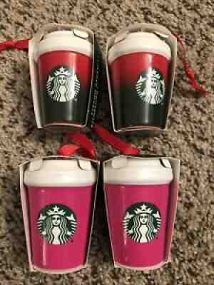 Starbucks Christmas 2021 Red/Green + Hot Pink Tumbler Holiday Ornament Set Of 4 - Sold on eBay Nov 26, 2021 for $65.00