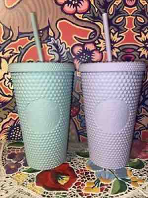 Starbucks Lilac Studded & Mint Studded Grande Set - Sold on eBay Dec 09, 2021 for $65.00