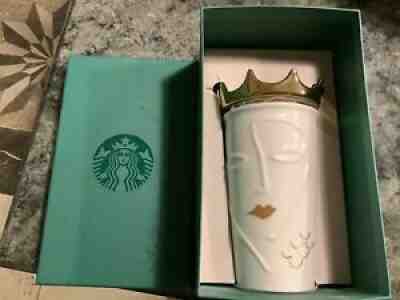 Starbucks 2016 Siren Ceramic Travel Mug Tumbler with Gold Crown Lid 10 oz - BNIB - Sold on eBay Dec 14, 2021 for $65.00
