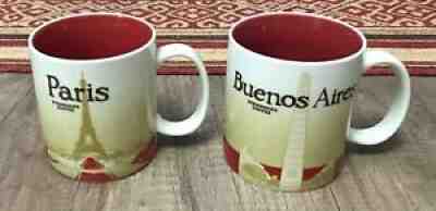 Starbucks Global Icon Mugs Together Buenos Aires With SKU & Paris v1 MIC 16oz - Sold on eBay Dec 15, 2021 for $65.00