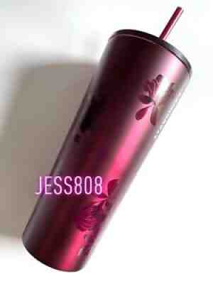 Starbucks Plum Floral SS Tumbler Burgundy Rose Flower 24 Oz - Sold on eBay Nov 21, 2021 for $64.99