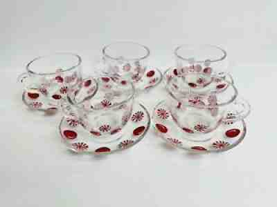5x Starbucks Holiday 2007 Coffee Tea Cup & Saucer Peppermint Candy Printed Glass - Sold on eBay Dec 05, 2021 for $64.99