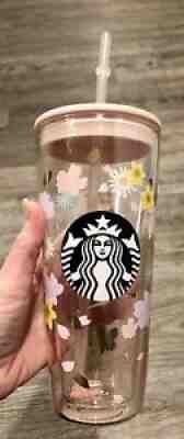 2021 Starbucks Pink Sakura Sequins 20oz Double Wall Glass Tumbler BNWT - Sold on eBay Dec 18, 2021 for $64.99