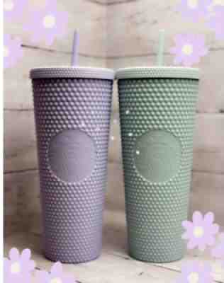 Starbucks Holiday 2021 Matte Mint Green & Lilac Purple Studded VENTI Tumbler Set - Sold on eBay Jan 18, 2022 for $64.99