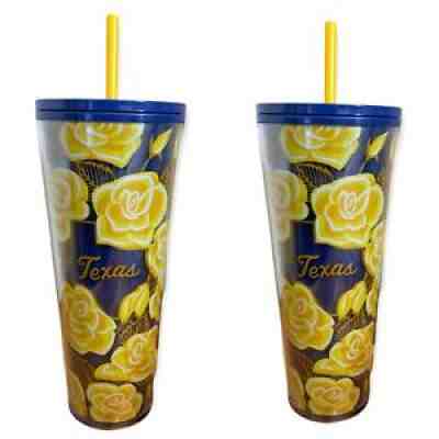 Set Of 2 Starbucks Yellow Rose TEXAS Tumbler Mug Venti 24oz 2020 COLD CUP HTF! - Sold on eBay Jan 22, 2022 for $64.99