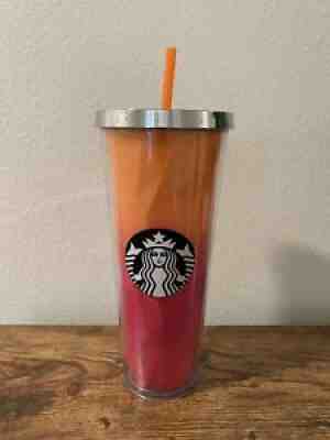 RARE 2014 Starbucks Venti Creamsicle Orange & Pink Tumbler Lid & Straw 24oz - Sold on eBay Jan 28, 2022 for $64.99
