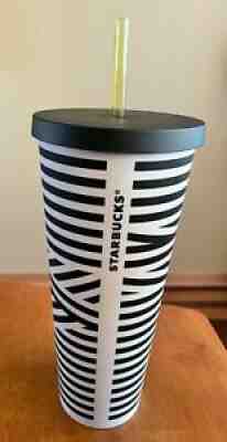 STARBUCKS Black&White ZEBRA STRIPE VENTI Cold Cup TUMBLER 24oz, RARE! - Sold on eBay Feb 19, 2022 for $214.99