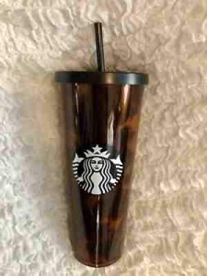 Starbucks 2019 Tortoise Shell Acrylic Cold Cup Tumbler Venti size 24 oz W/SKU - Sold on eBay Feb 20, 2022 for $89.75