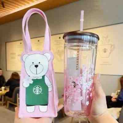 Starbucks Sakura Season Glass Straw Cup Pink Tumbler With Pink Bear Bag Hot New - Sold on eBay Feb 20, 2022 for $79.99