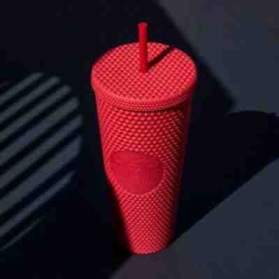 Starbucks 2022 Mexico Berry Brick Matte Studded Tumbler 24oz - Sold on eBay Feb 21, 2022 for $79.99
