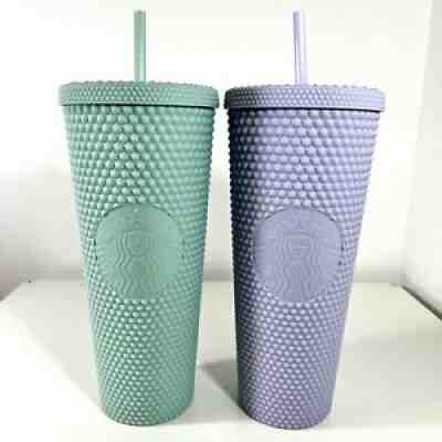 Starbucks Lilac and Mint Studded 24oz. Matte Holiday 2021 Tumbler PAIR! - Sold on eBay Feb 03, 2022 for $75.00