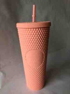 Starbucks 24 oz Tumbler Matte Diamond Studded Pink Peach Cold Beverage 2019 11 - Sold on eBay Feb 12, 2022 for $75.00