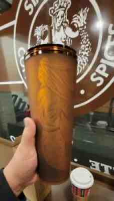 STARBUCKS TUMBLER 24 oz cup Soft Touch Amber SIREN Mermaid Pike Place Market - Sold on eBay Feb 19, 2022 for $74.99
