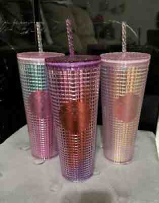 Starbucks Grid Tumbler Lot of 3 - Pink Purple Maroon Pink Turquoise Tumblers Cup - Sold on eBay Feb 18, 2022 for $70.00
