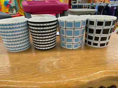4 Starbucks Coffee Mug 2004 Blue White squares Stripes Black Dots 16Oz abstract - Sold on eBay Jan 03, 2022 for $69.99
