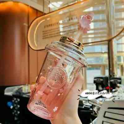 2021 Starbucks Pink Sakura Glass Straw Cup W/ Cherry Blossom Topper Coffee mugs - Sold on eBay Jan 13, 2022 for $69.99