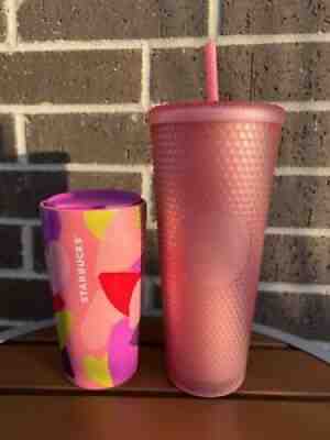 Starbucks 2022 Valentine Pink Lemonade Studded & Hearts Double Wall Ceramic Cup - Sold on eBay Feb 19, 2022 for $75.00