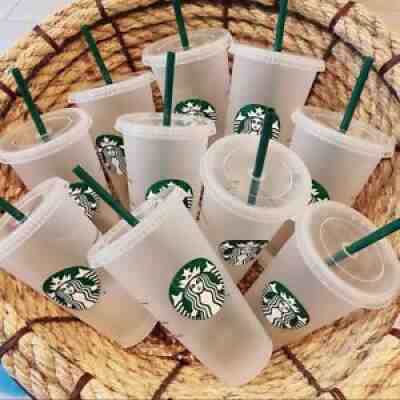 15pcs Starbucks Reusable Frosted Ice Cold Drink Cup With Lid & Straw Venti 24 OZ - Sold on eBay Feb 23, 2022 for $69.99