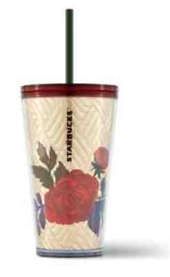 StarbucksÂ® Gold Quilted Floral Foil RED ROSE Cold 16 Oz - 473ml Authentic - Sold on eBay Jan 14, 2022 for $69.90