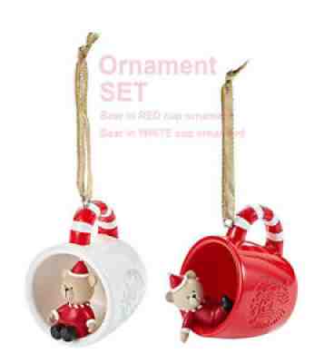 Starbucks KOREA 2019 Christmas Bear in RED+ WHITE cup ornament 2pes SET, so cute - Sold on eBay Jan 13, 2022 for $69.22