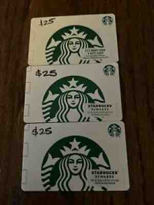 Lot Of 3 $25 Starbucks Gift Cards $75 Value - Sold on eBay Feb 21, 2022 for $69.00