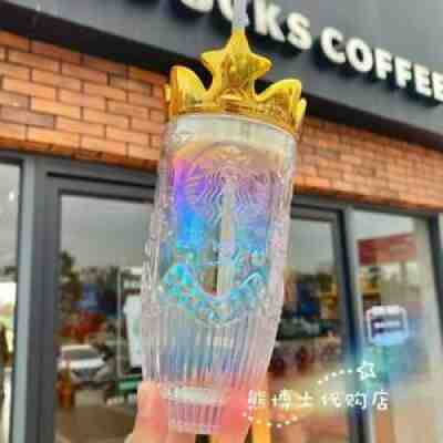Newly Christmas Gift Starbucks Valentine Golden Crown Glass 14oz Straw Cup - Sold on eBay Jan 25, 2022 for $66.49