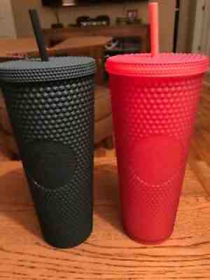 NEW Starbucks Matte Red & Black Studded Tumbler Cup 24oz Set - Sold on eBay Dec 16, 2021 for $66.00