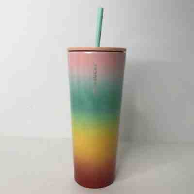 Starbucks Stainless Cold Tumbler Venti 24 oz Straw Rainbow Summer Pink New 2019 - Sold on eBay Dec 16, 2021 for $65.00