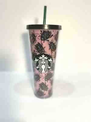 STARBUCKS Pink Beetle Bug Mermaid Siren Logo Cold Cup Venti TUMBLER 24 Oz HTF - Sold on eBay Mar 07, 2022 for $199.95