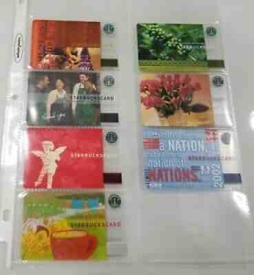 Lot of 7 Starbucks Gift Cards from 2002-2006 - No value - Pins intact