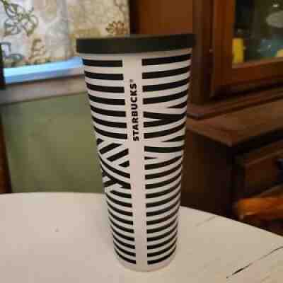 RARE Starbucks 24oz Zebra Black Stripe Matte Venti Tumbler Cold Cup NO STRAW - Sold on eBay Mar 04, 2022 for $179.00