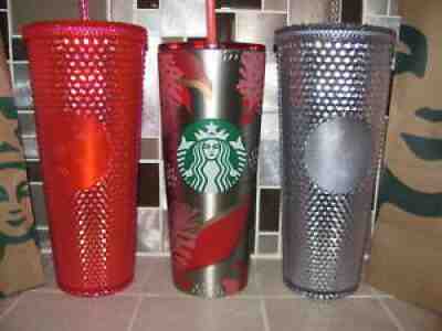 Starbucks 24oz Tumblers Limited Edition Platinum Neon Pink Studded 2019 set of 3 - Sold on eBay Mar 15, 2022 for $129.99