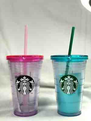 Starbucks Korea 2015 Autumn Pink + 2014 Year Gradient Blue 473ml Cold Cup Set - Sold on eBay Mar 16, 2022 for $120.00