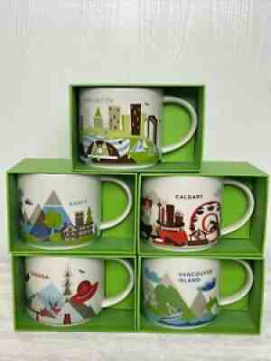 5 Starbucks You Are Here Coffee Mugs Canada Edmonton Calgary Banff Vancouver Is