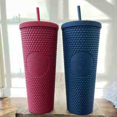 NEW Starbucks Mexico 2022 Navy AND Berry Brick Red Studded Cup Matte SET NWT - Sold on eBay Mar 04, 2022 for $112.50