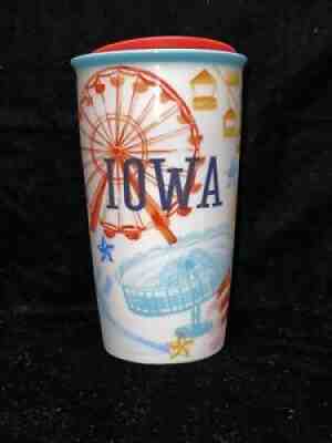 Starbucks 2017 IOWA State Fair Ceramic Tumbler Travel Mug 12oz - VHTF Rare EUC