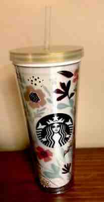 RARE 2014 Starbucks Flower Pattern Floral Harvest Venti Cold Cup Tumbler 24 oz - Sold on eBay Mar 16, 2022 for $100.00