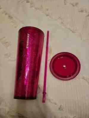 Starbucks Pink Magenta Floral Embossed Venti with Straw Tumbler 24 Oz with tags - Sold on eBay Mar 20, 2022 for $100.00