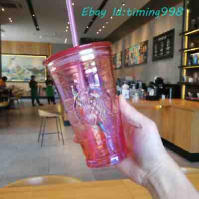 New Starbucks 16oz Rare Mei Red Double Glass Pink Classic Signs Sippy Cup Gift - Sold on eBay Mar 21, 2022 for $99.99