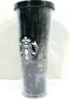 Starbucks NYC Tumbler Cup Grafitti Gray Black New York City 24oz Rare 2014 HTF