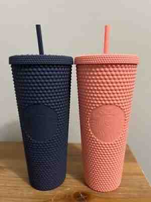 Starbucks Thailand Matte Navy and Matte Pink Studded Tumblers BNWT - Sold on eBay Mar 27, 2022 for $180.50