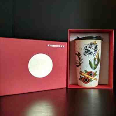 Starbucks 2015 Tattoo Mermaid Dot Collection Ceramic Travel Tumbler New with Box - Sold on eBay Apr 02, 2022 for $120.00