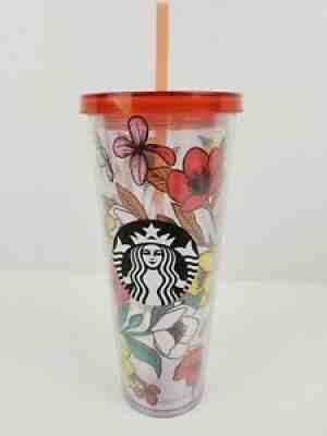 STARBUCKS 24oz POPPY FLOWERS Acrylic Cold Drink Cup Tumbler Red Yellow - Sold on eBay Mar 31, 2022 for $115.00
