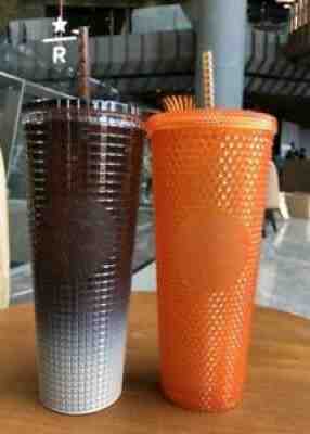 Rare 2 Limited Starbucks tumbler orange bling studded + Brown Gradient Free Bag - Sold on eBay Feb 26, 2022 for $99.99