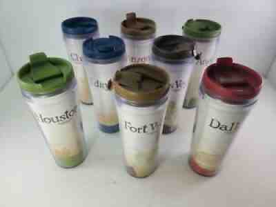 Lot of 8 STARBUCKS TRAVEL TUMBLERS GLOBAL ICON SERIES 12oz VEGAS LA DALLAS AZ