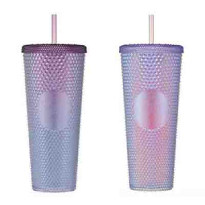 Starbucks Korea SS 2022 Cherry Blossom Pink Purple Beam Stud Cold Cup 710ml Set - Sold on eBay Apr 01, 2022 for $95.79