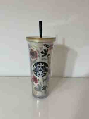 Starbucks 2014 Cold Cup Acrylic Floral RARE New Straw Venti 24oz - Sold on eBay Apr 07, 2022 for $103.30