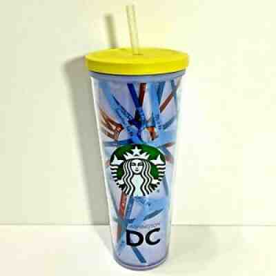 Starbucks WASHINGTON DC Street Map 24 oz Tumbler Cup Lid Straw 2014 - Super Rare